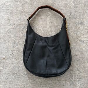 Frye Jacqui Whipstitch Black Leather Hobo Bag EUC